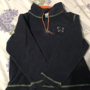 Fleece pullover/navy blue with orange accent